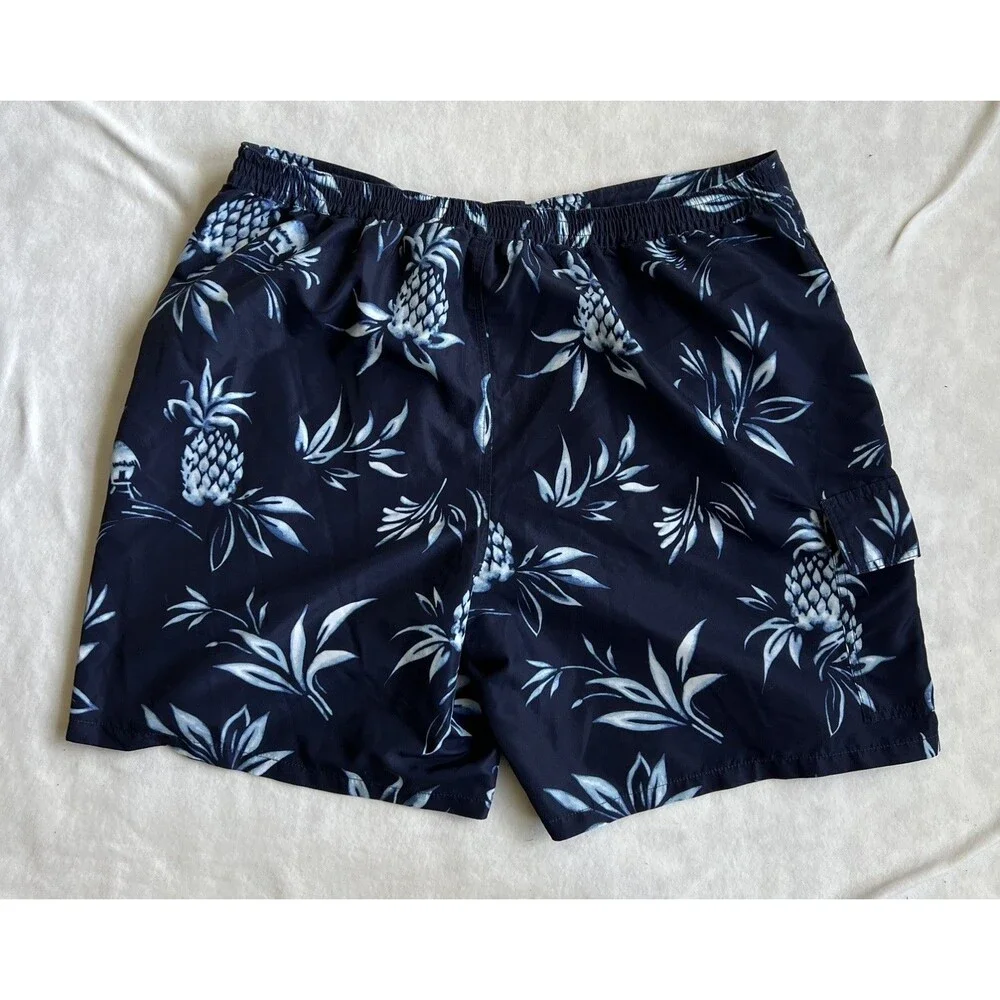 Polo Ralph Lauren Men's 2XB Swim Trunks Navy Blue Pineapple Floral Print